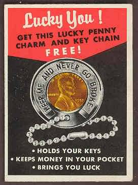 1957 Topps Lucky Penny Card